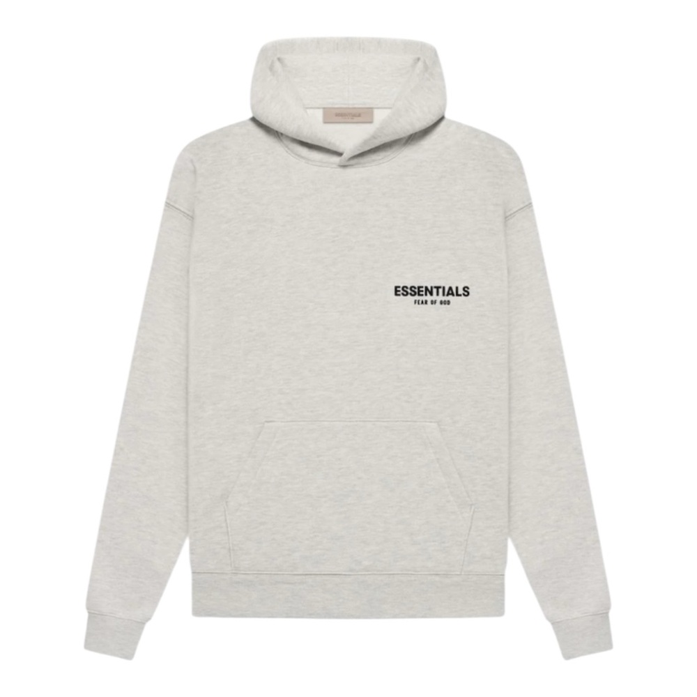 Fear of God Essentials Light Oatmeal Hoodie L Bag and Tags